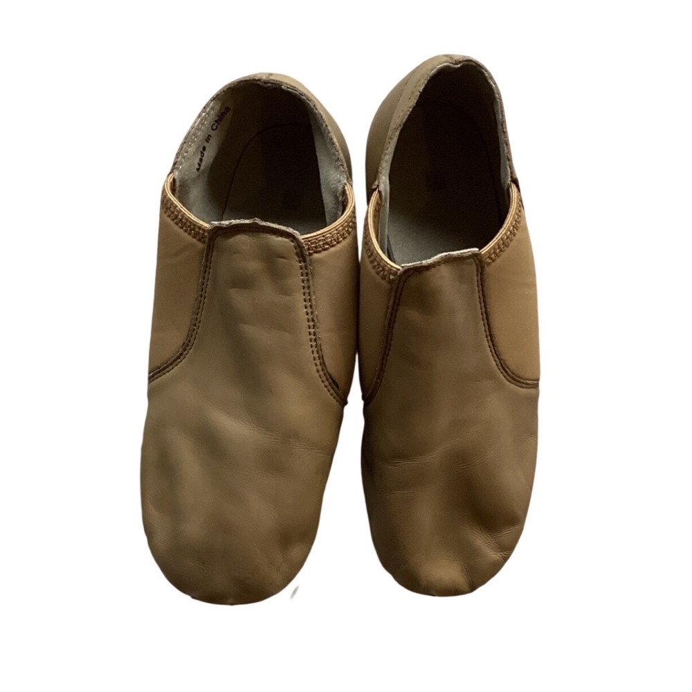Kids‎ Tan Leather Jazz Dance Shoes Split Sole Slip On